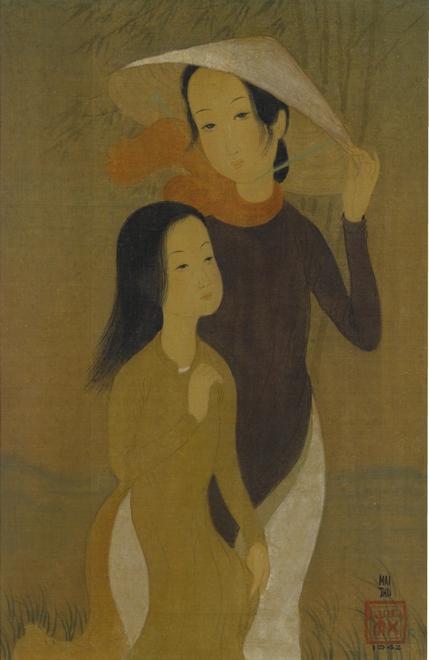 DEUX JEUNES FEMMES (TWO YOUNG LADIES) by Mai Trung Thu