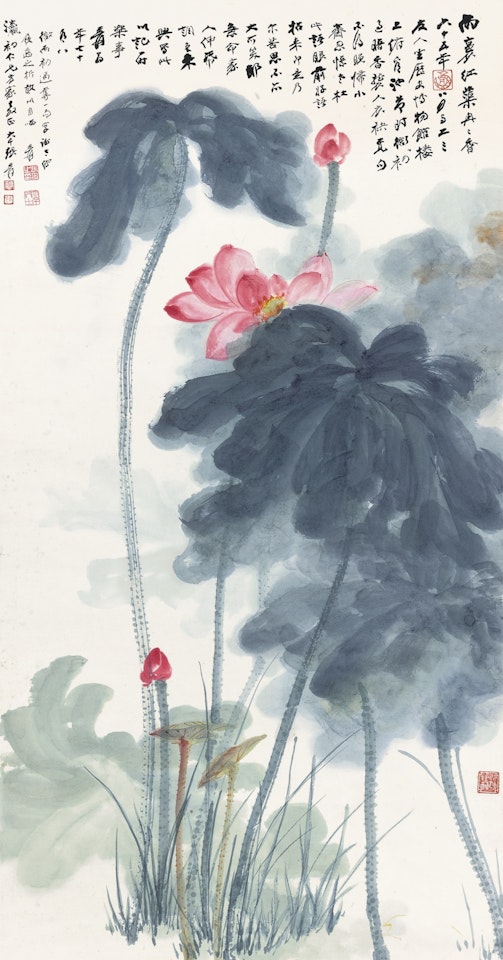 LOTUS IN THE WIND by Zhang Daqian