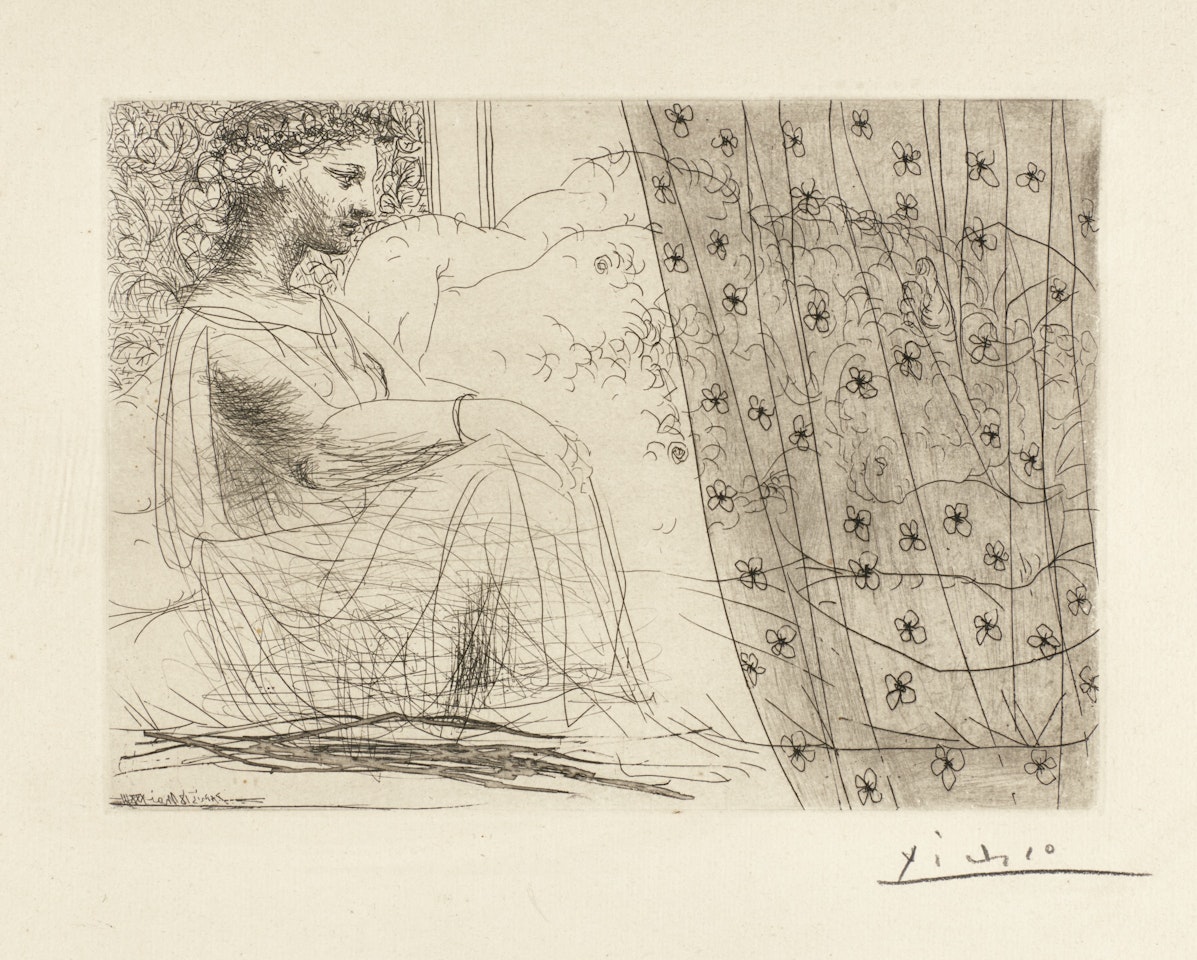 MINOTAURE ENDORMI CONTEMPLÉ PAR UNE FEMME (B. 193; BA. 352) by Pablo Picasso