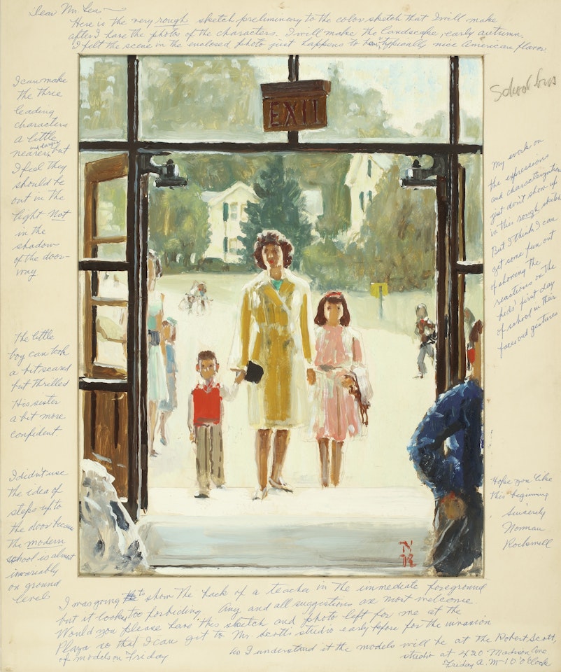 FIRST DAY OF SCHOOL, ALTERNATE IDEA (FIRST VERSION) by Norman Rockwell
