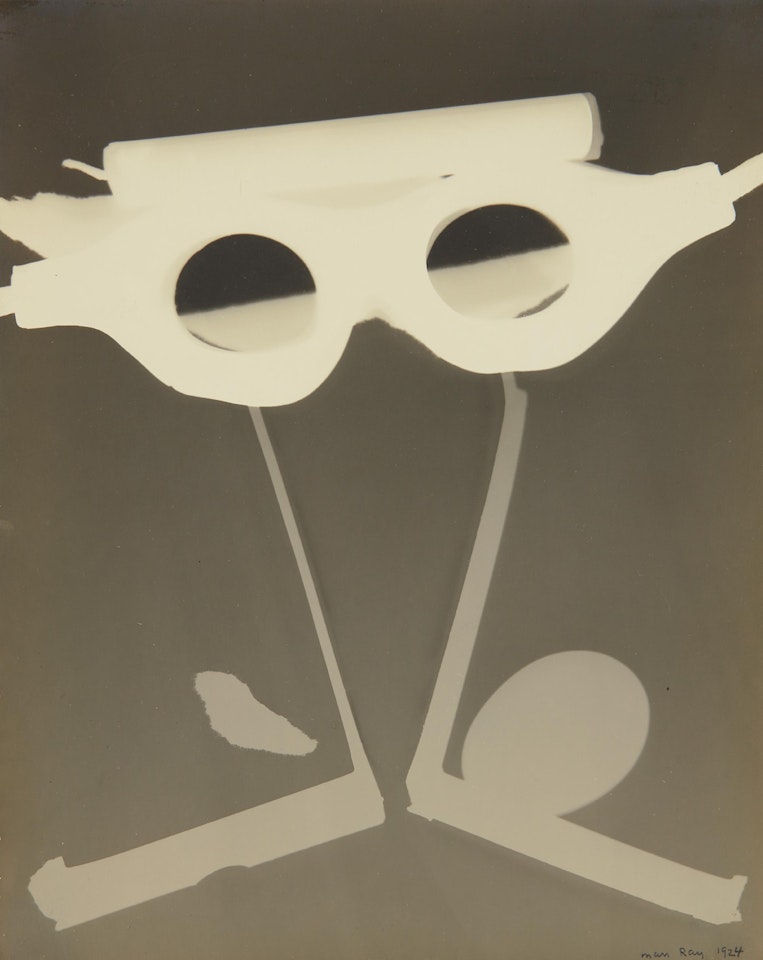 Rayograph with Goggles, Egg and Candle by Man Ray