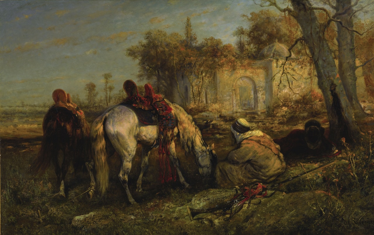 RESTING CAVALIERS by Adolf Schreyer
