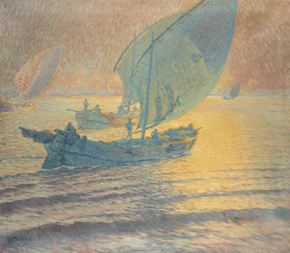 Sailboats offshore by Ugo Flumiani