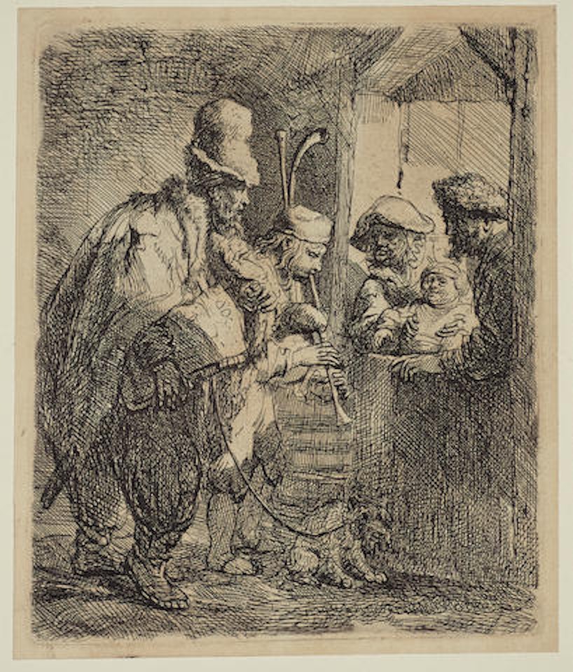 The Strolling Musicians by Attributed to Rembrandt Harmensz van Rijn