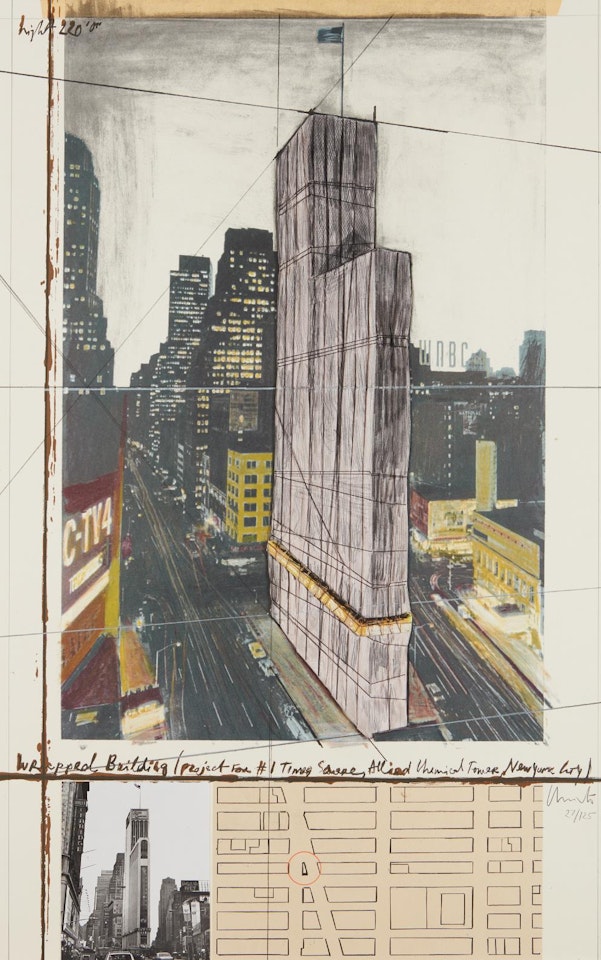 Wrapped Building, Project for #1 Times Square, Allied Chemical Tower, New York by Christo