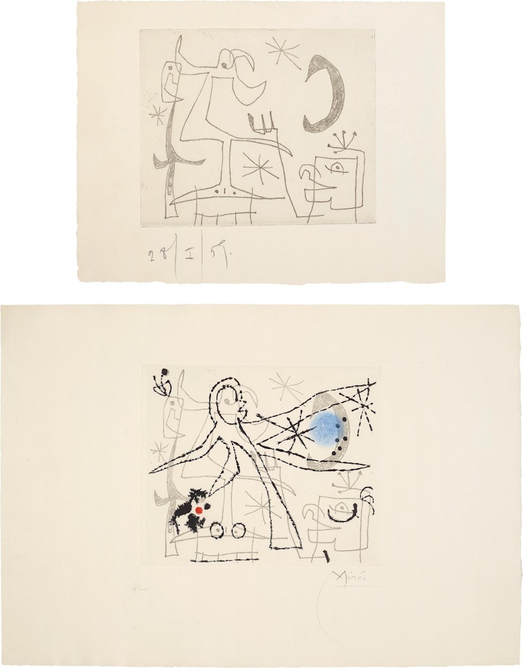 L'oiseau dressÃ© (Standing Bird): two impressions by Joan Miró
