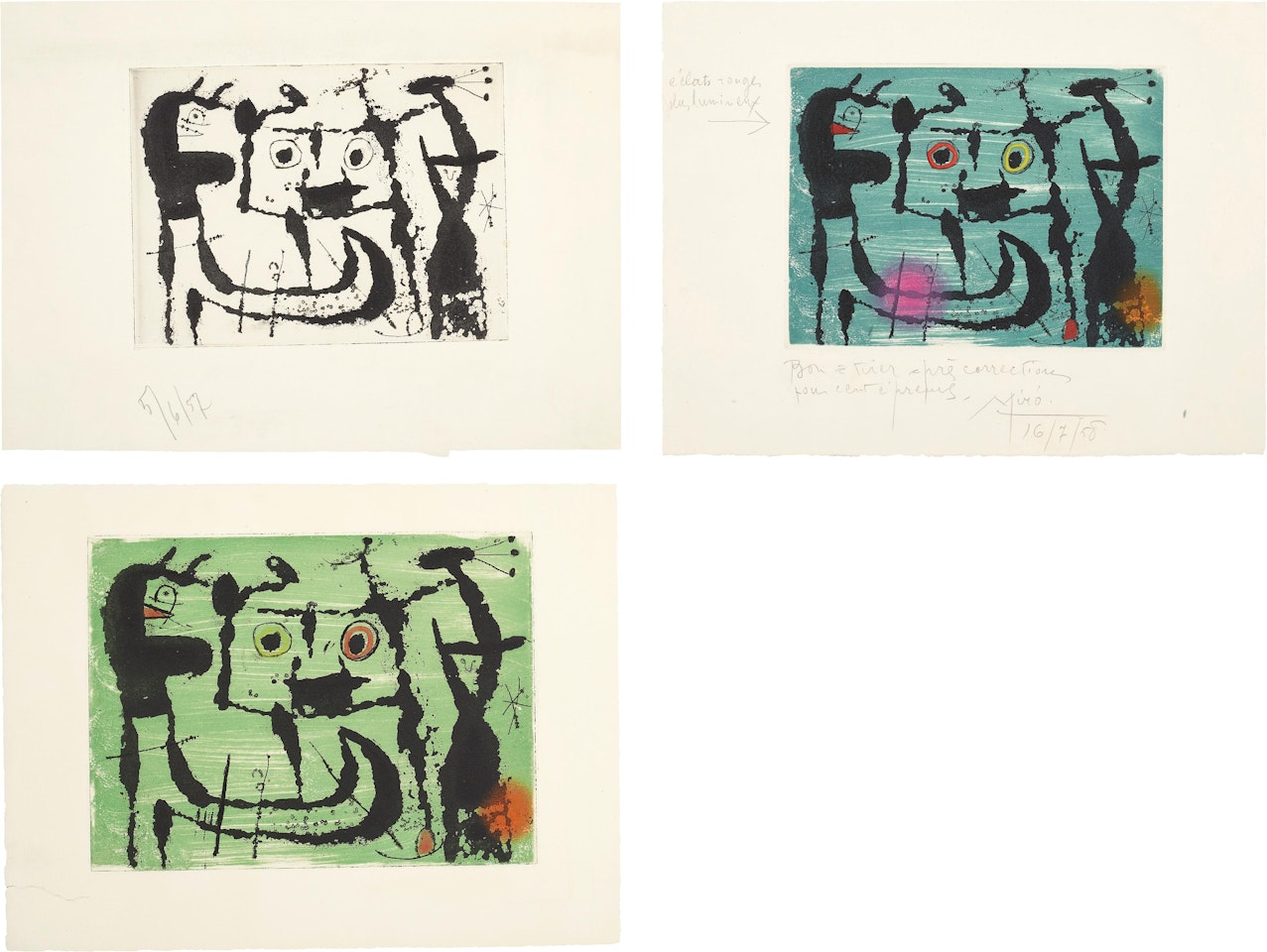 Le styx: three impressions by Joan Miró