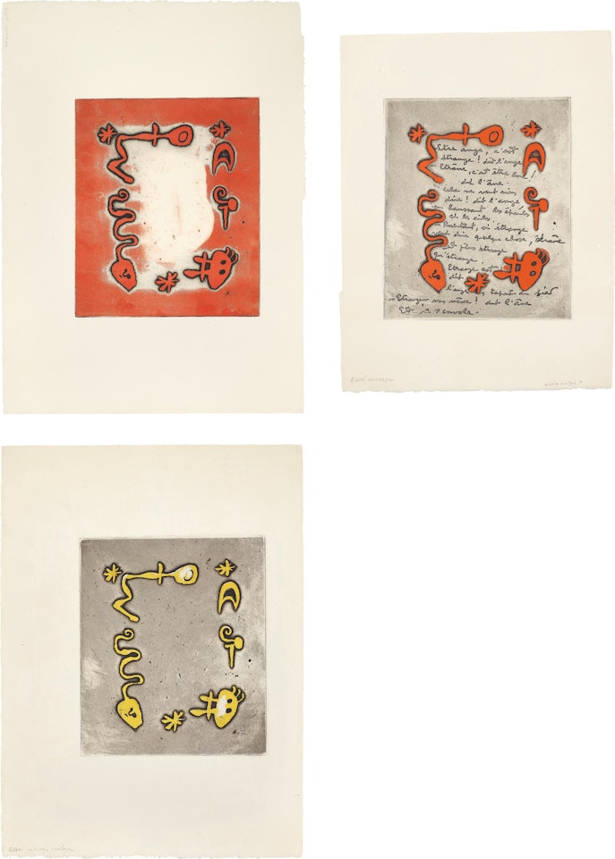 Ruthven Todd Album, Poem for Diane Bouchard: three impressions by Joan Miró