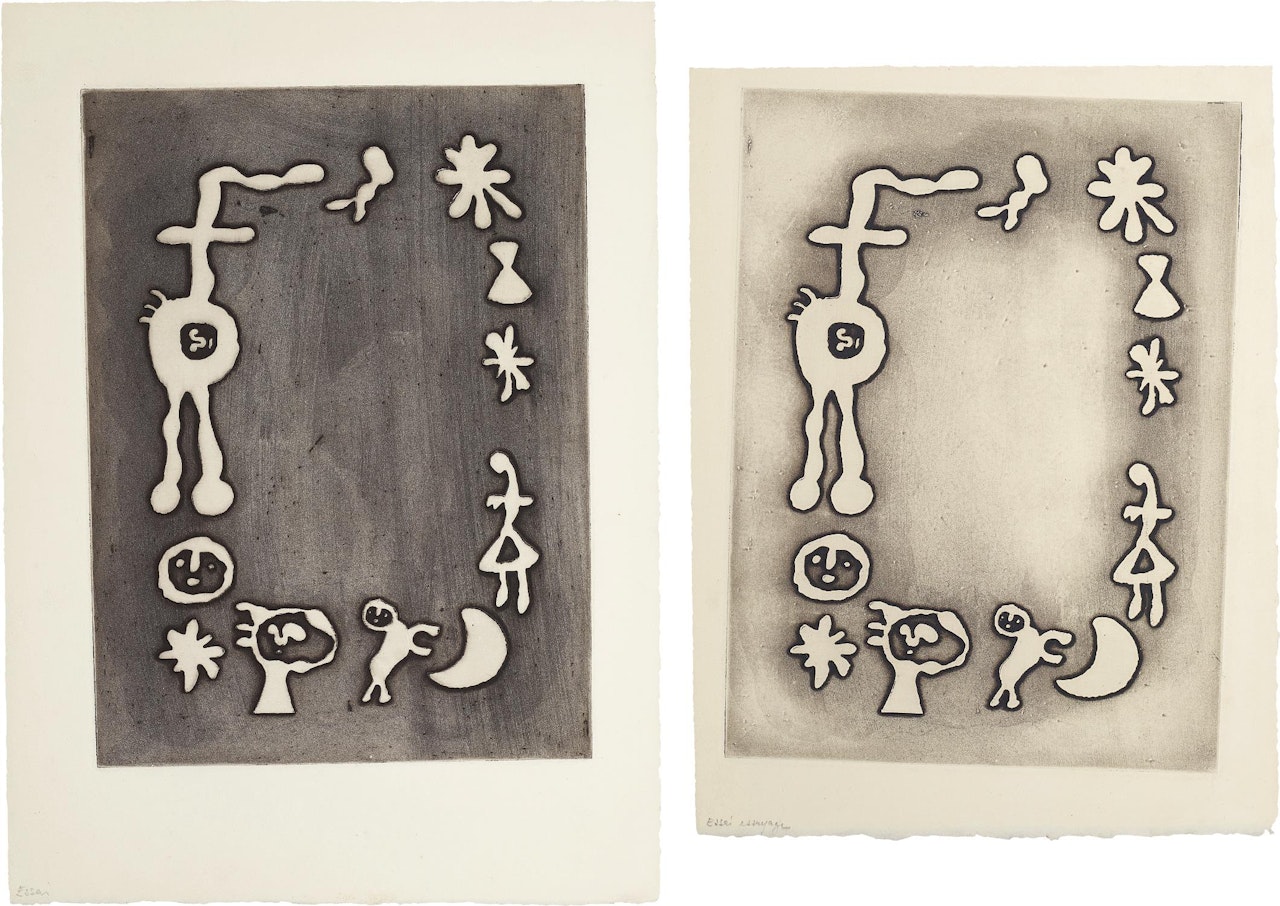 Ruthven Todd Album, Joan Miró poem: two impressions by Joan Miró