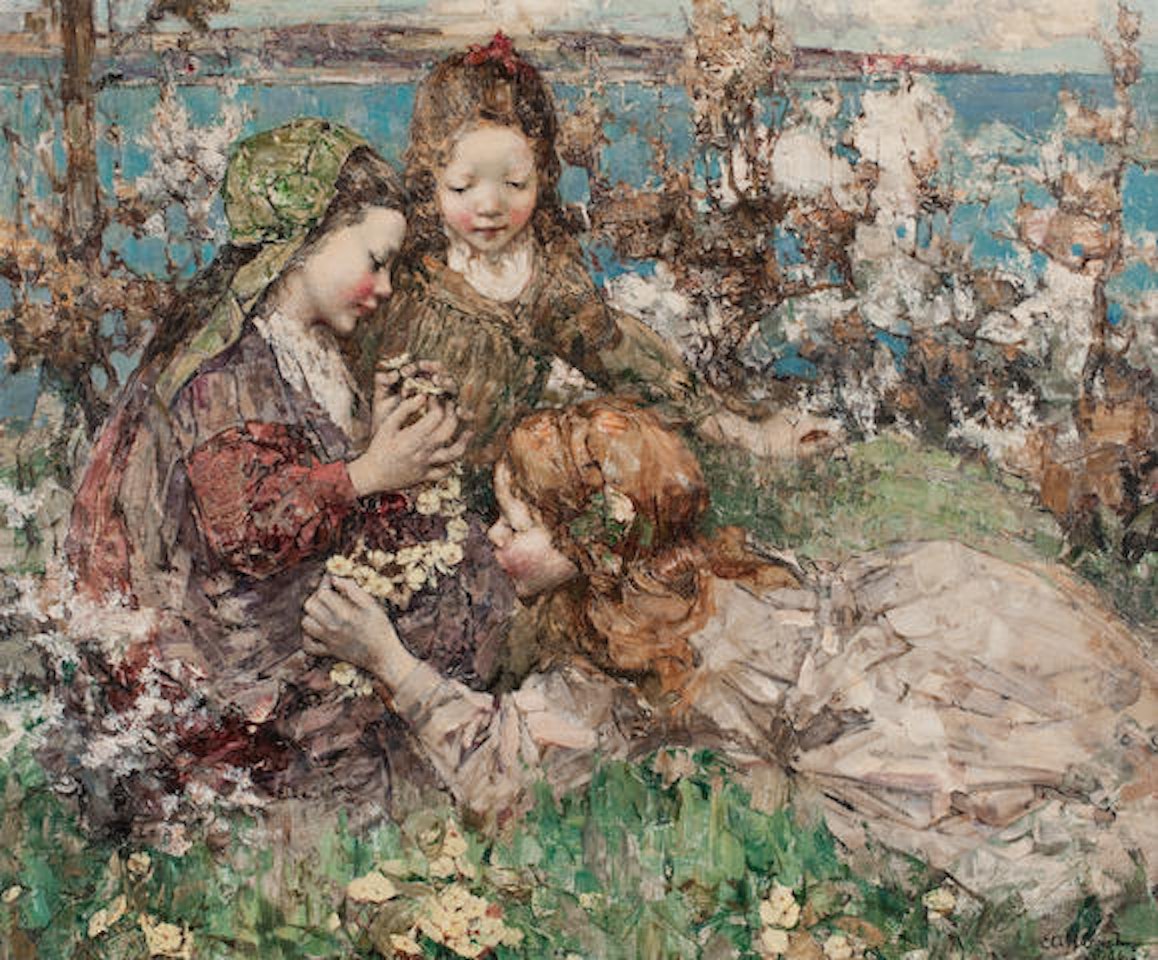 Gathering Primroses by Edward Atkinson Hornel