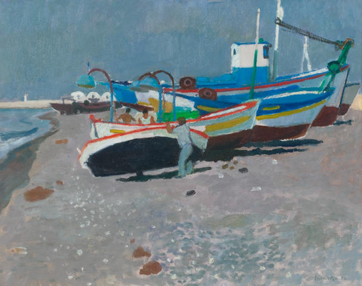 Mending Fishing Boats by Alberto Morrocco