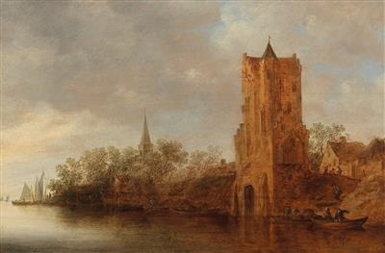 A river landscape with Utrecht’s Pelekussenpoort by Jan van Goyen