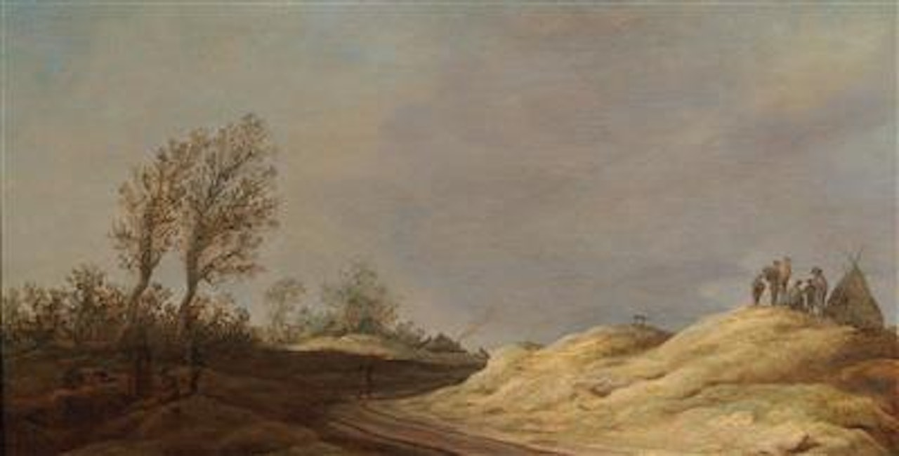A dune landscape with travellers by Jan van Goyen