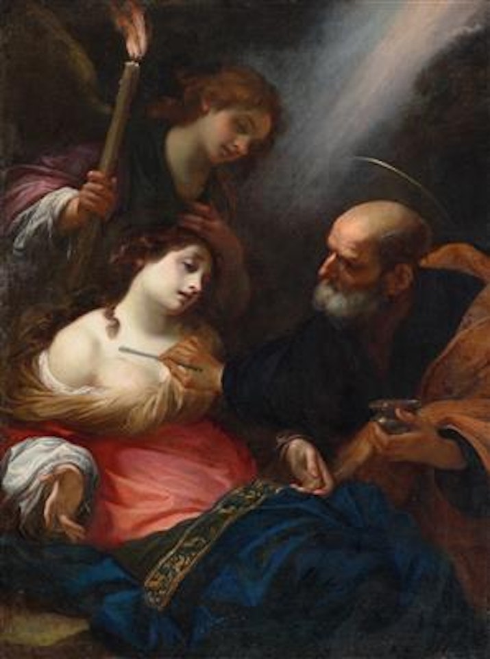 Saint Agatha attended by Saint Peter and an Angel in Prison by Simone Pignoni