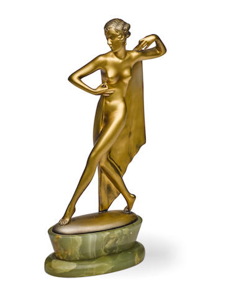 Figure of a nude with a cape by Josef Lorenzl