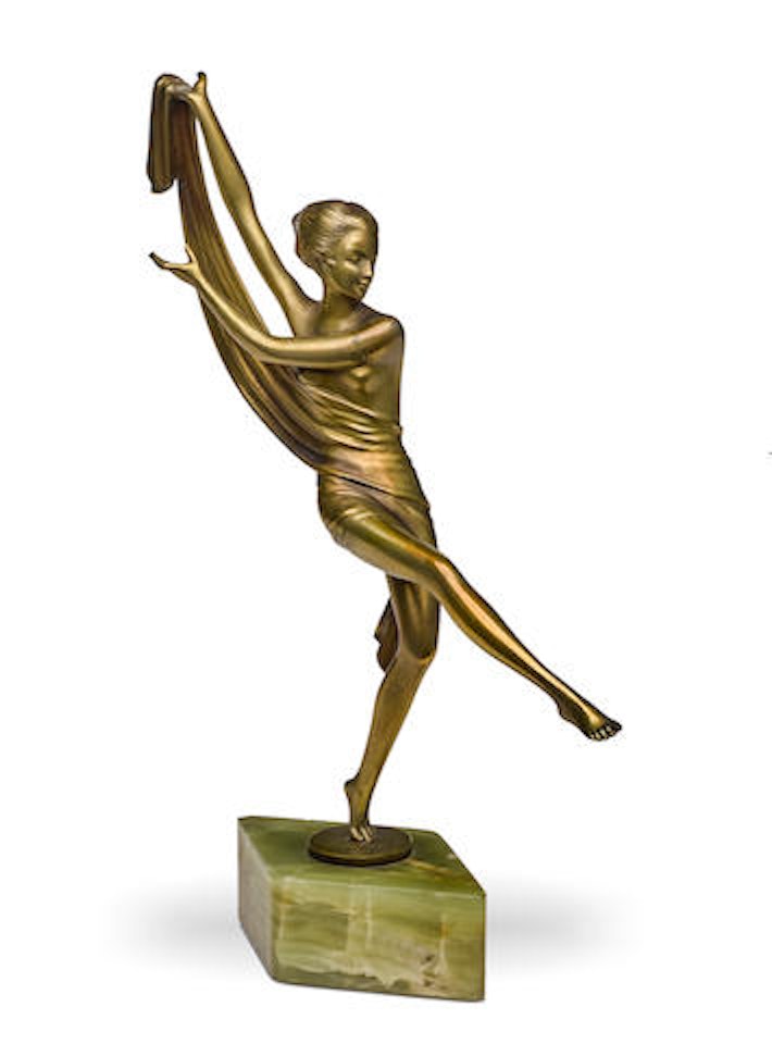 Figure of a draped nude dancer by Josef Lorenzl