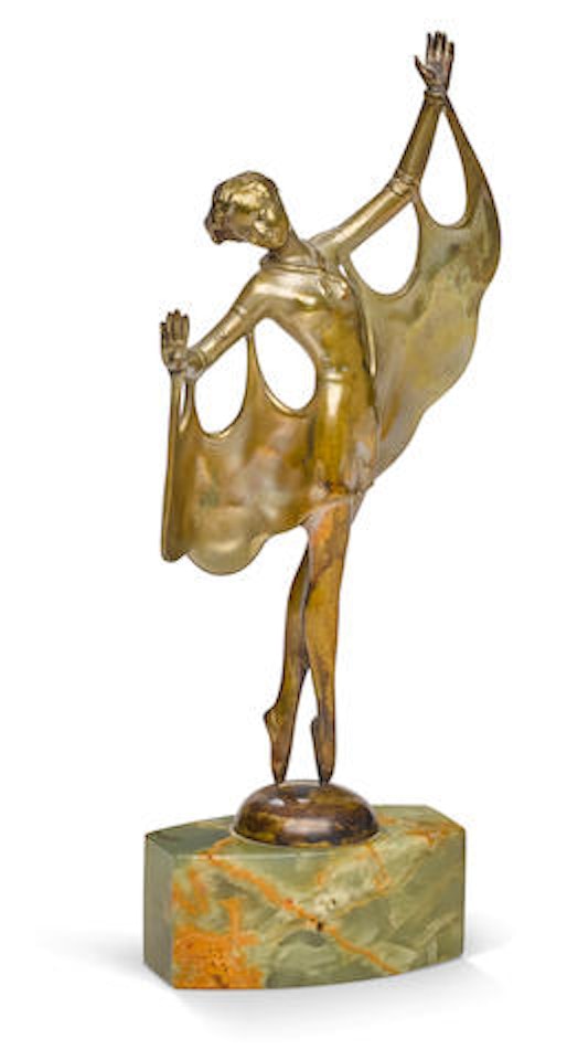 Figure of a dancer with batwing costume by Josef Lorenzl