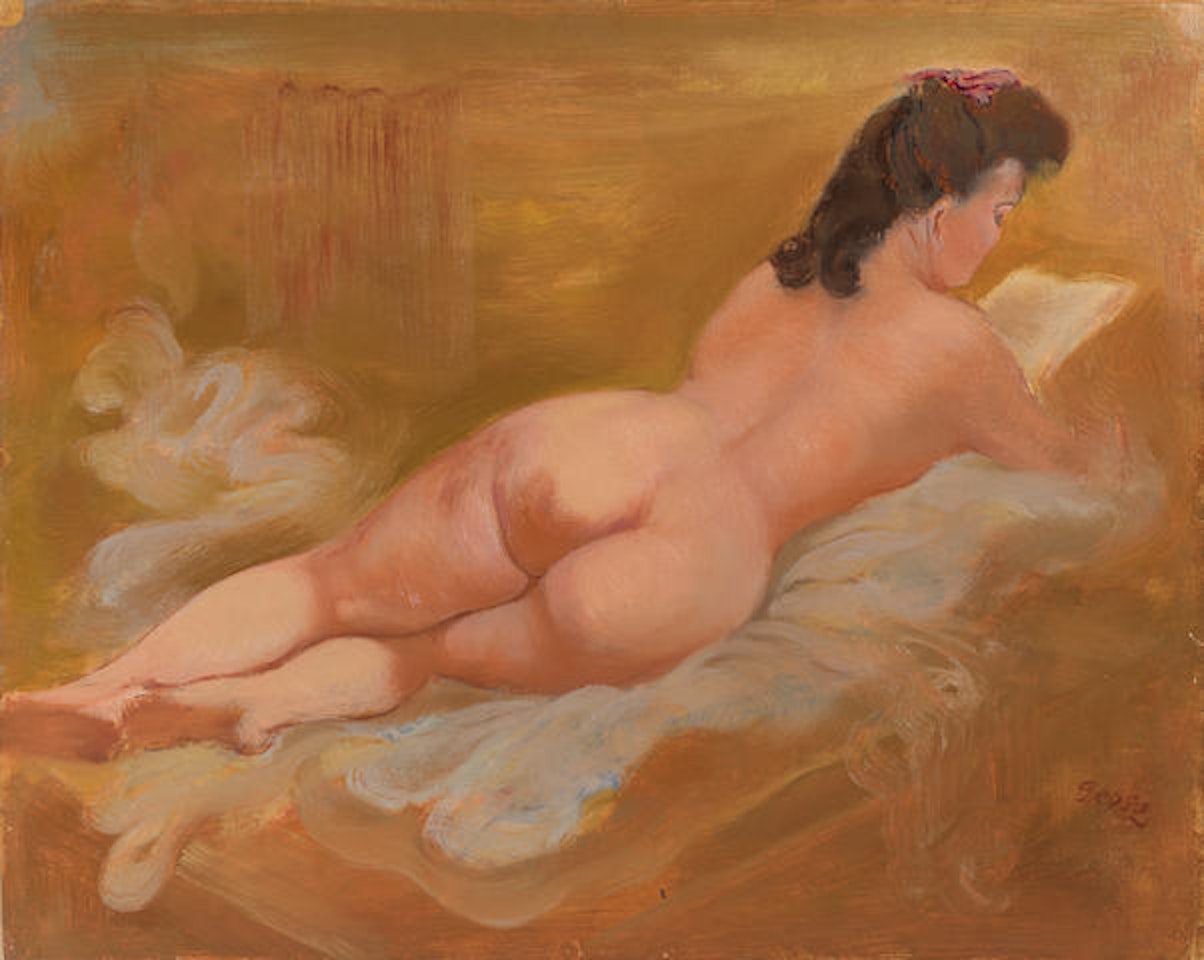Liegender, Lesender Akt by George Grosz
