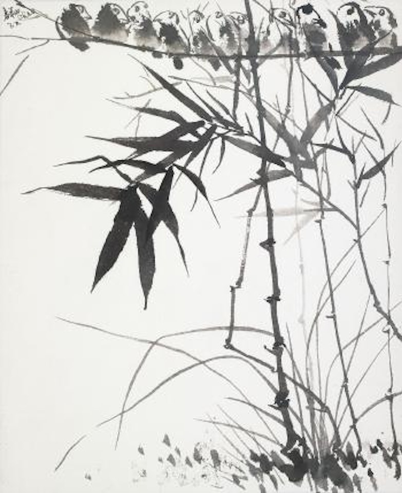 Birds on bamboo branch by Chao Chung-Hsiang (Zhao Chunxiang)