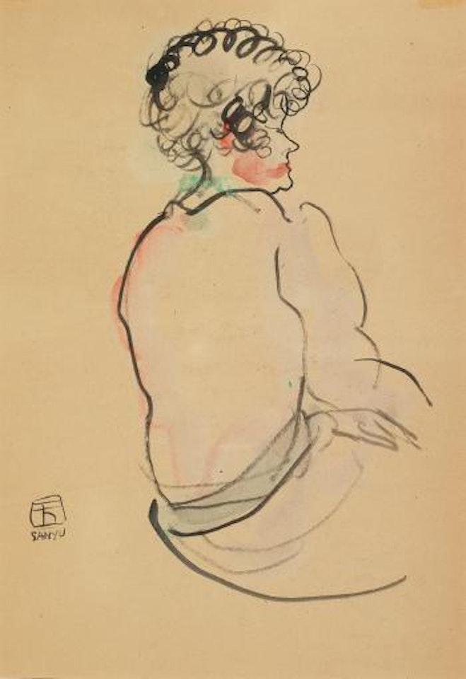 Woman with curly hair by Sanyu