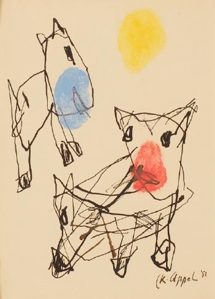 Two Dogs by Karel Appel