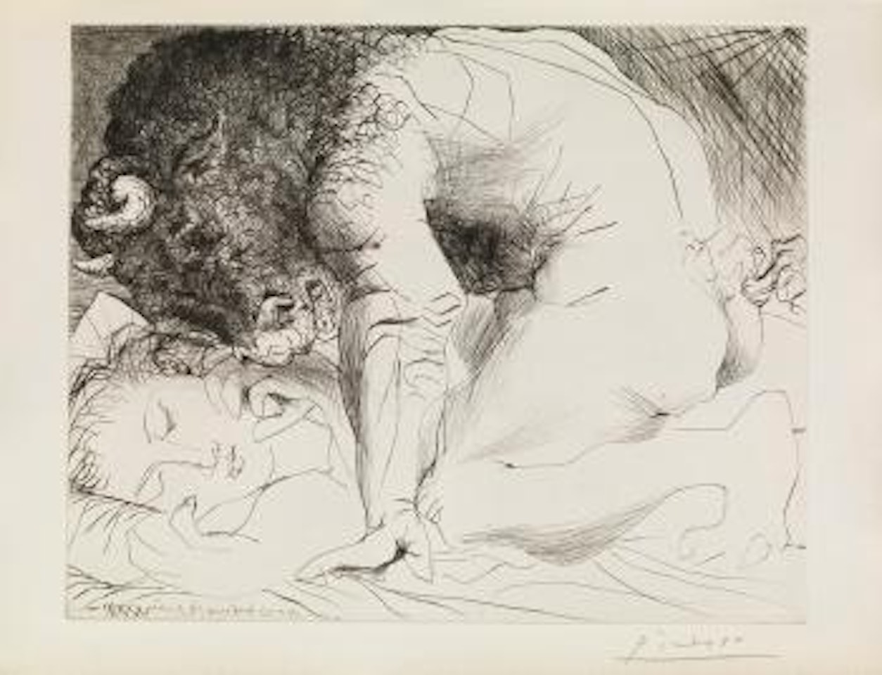 Minotaure caressant une Dormeuse by Pablo Picasso