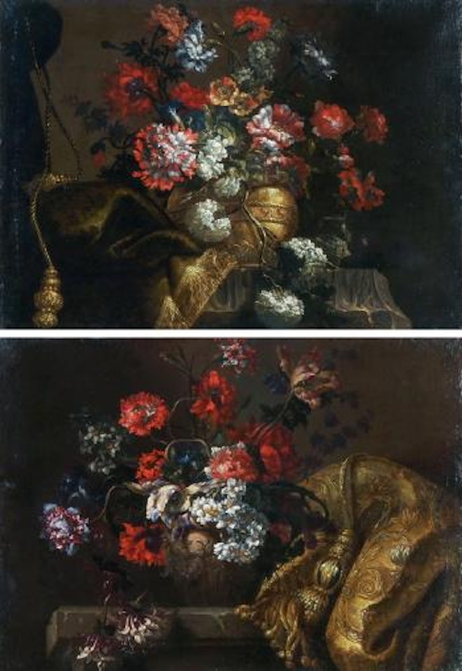 Blumenstillleben mit Draperien (1); Quasten (2) by Jean Baptiste Monnoyer