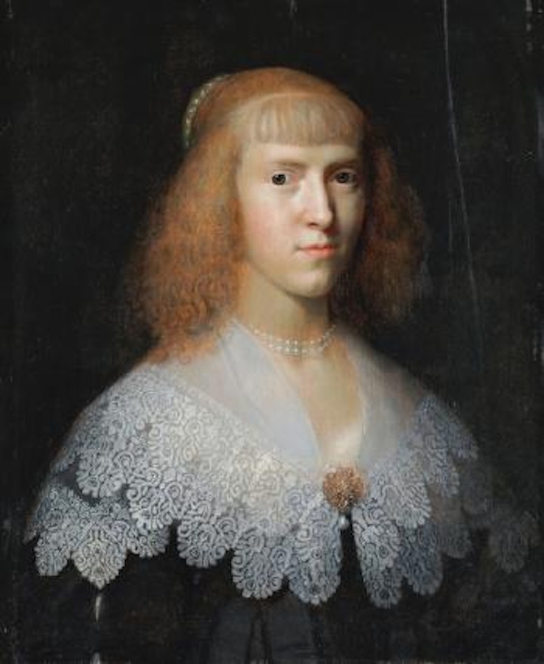 Portrait einer jungen Dame mit Perlenkette by Paulus Moreelse