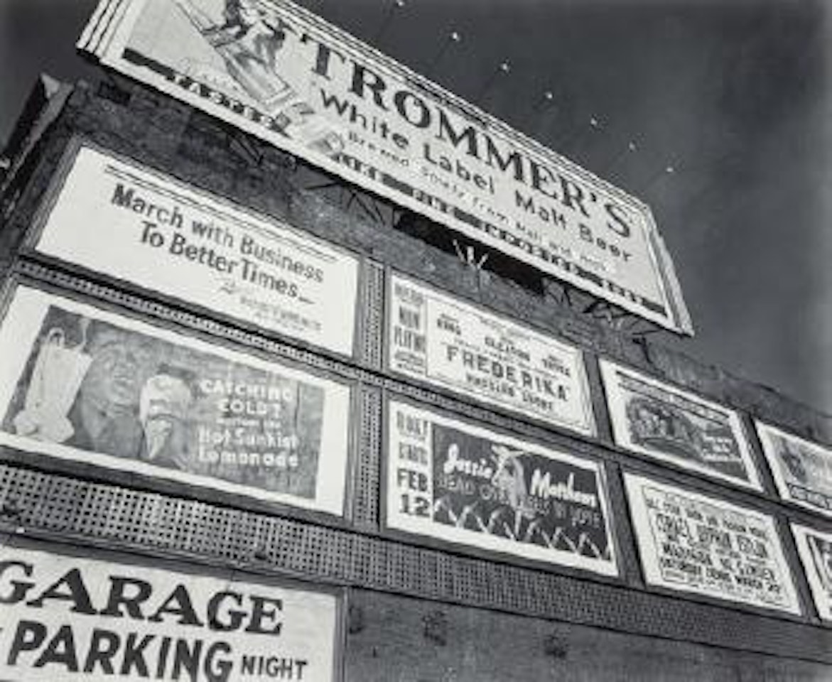 Advertisements, East Houston Street and 2nd Avenue by Berenice Abbott