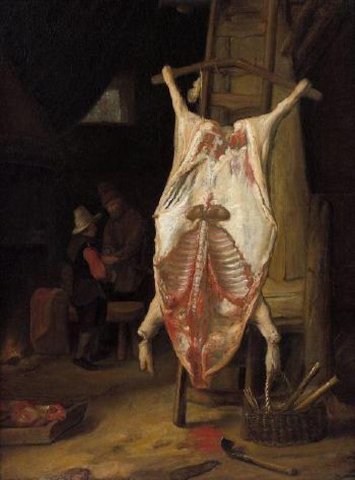 Intérieur de cuisine au porc écorché by Dutch School