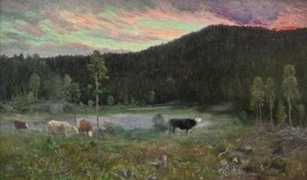 Aften på seteren by Christian Skredsvig