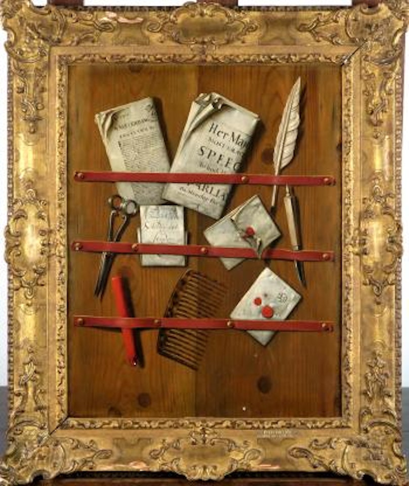 Trompe l'œil de lettres, journaux et documents by Edwaert Collier