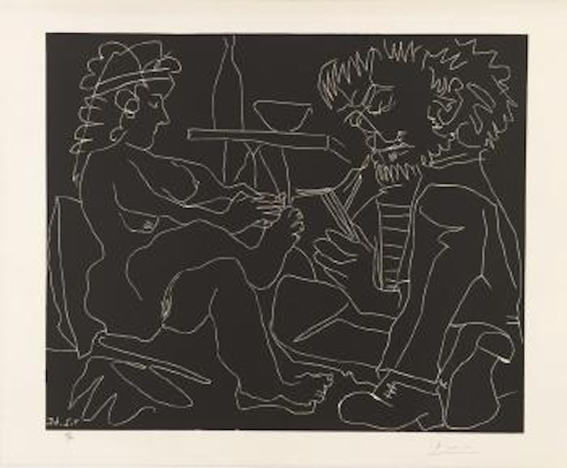 Le peintre et son modèle nu au chapeau, 7 février 1965 (Bloch, 1194) by Pablo Picasso