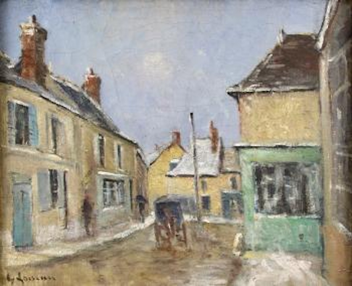 Rue de village avec charrette by Gustave Loiseau