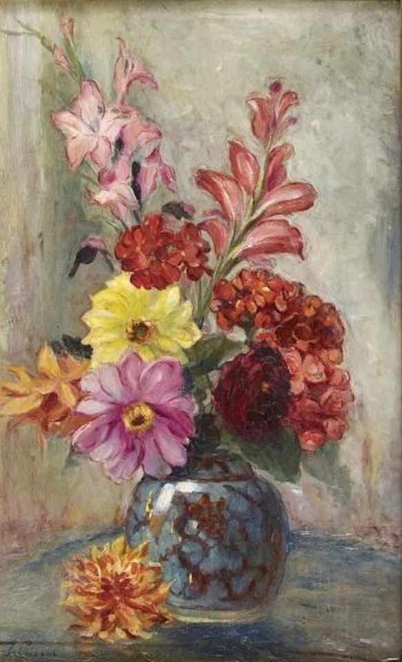 Glaïeuls et dahlias dans un vase by Henri Lebasque