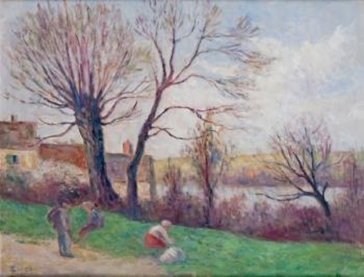 Conversation sur le bord du chemin près de Rolleboise by Maximilien Luce