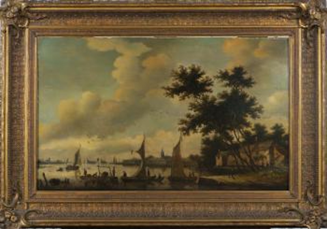 Paysage fluvial avec barques et personnages by Jan van Goyen