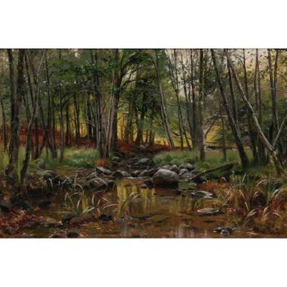 Stream and Deer in Woods by Peder Mork Monsted