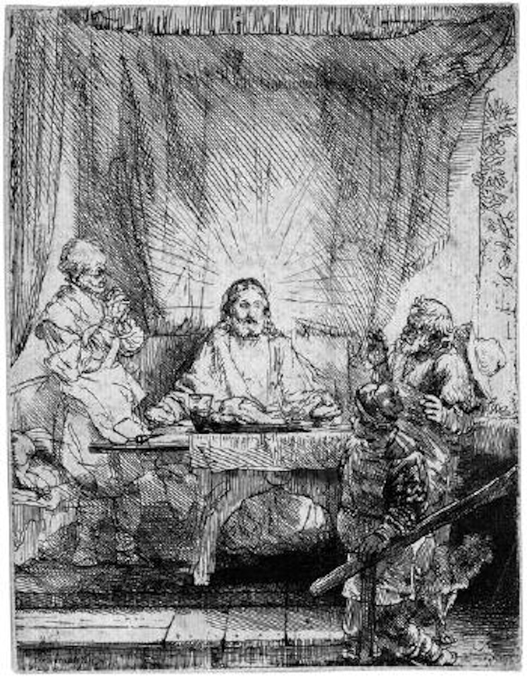 Christus in Emmaus by Attributed to Rembrandt Harmensz van Rijn