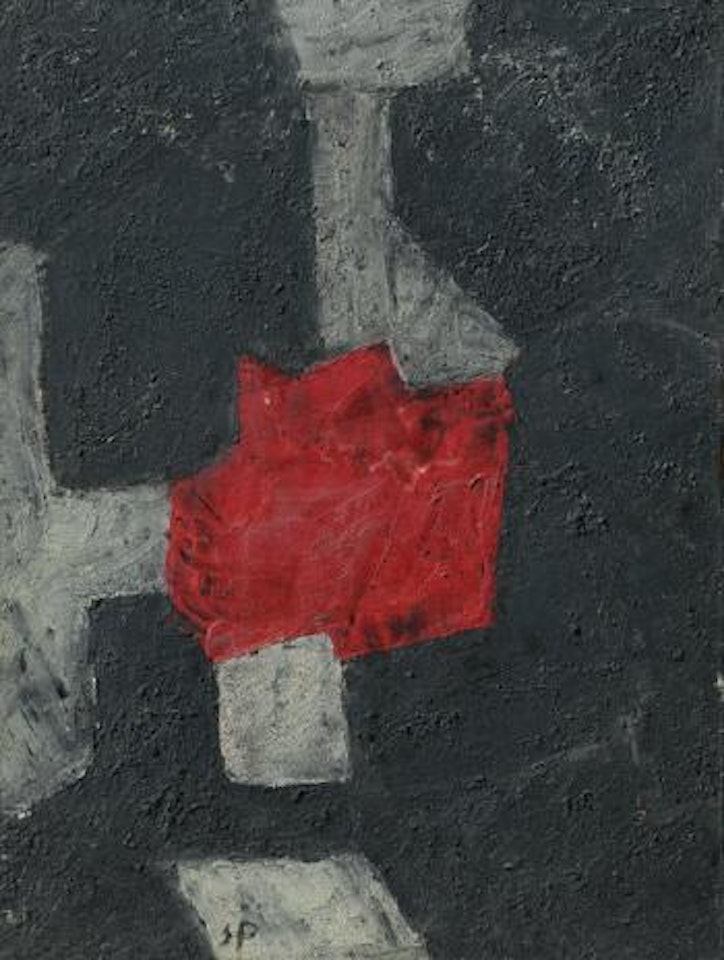 Composition abstraite. Noir, gris-rosâtre, rouge by Serge Poliakoff
