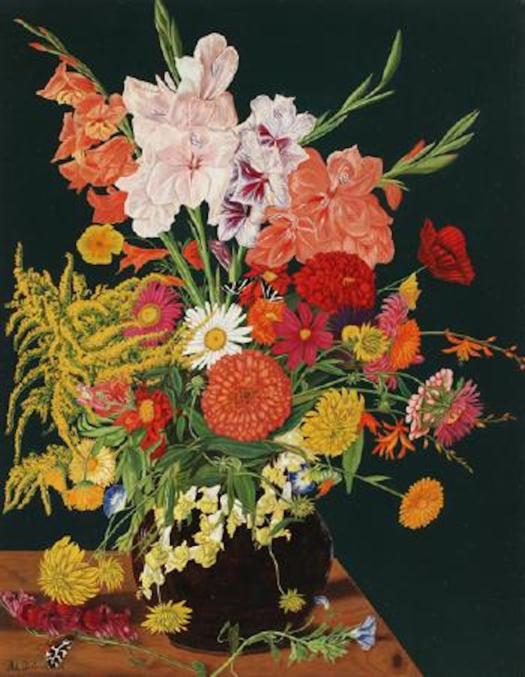 Blumenstrauss vor dunklem Hintergrund by Adolf Dietrich