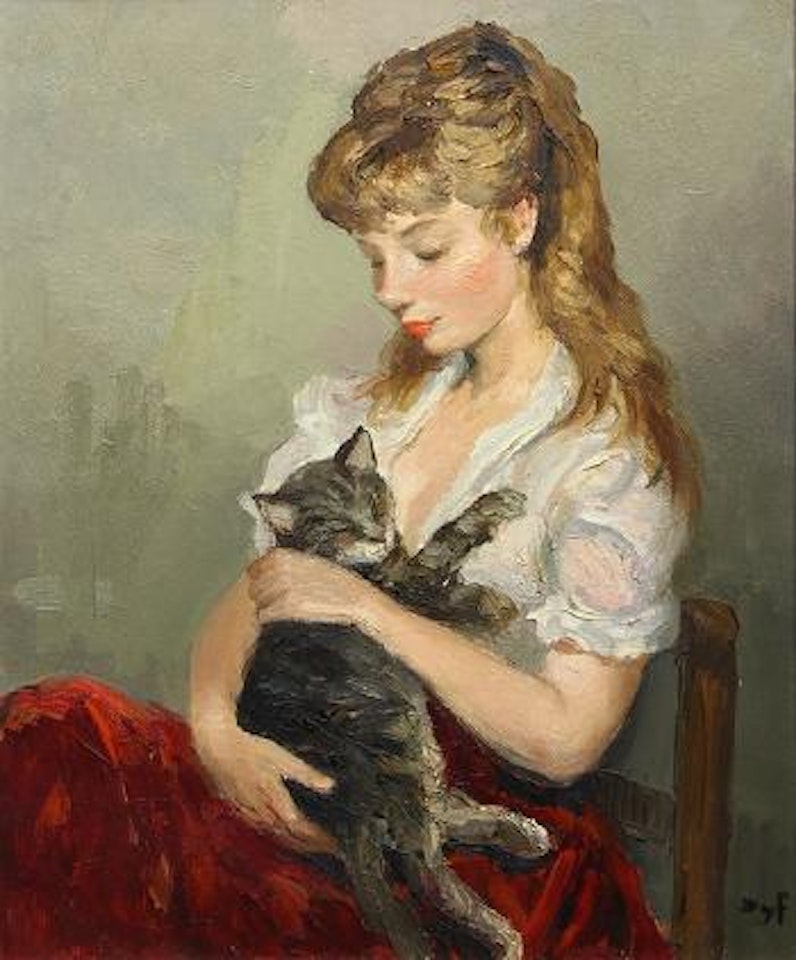 Claudine et son chat by Marcel Dyf