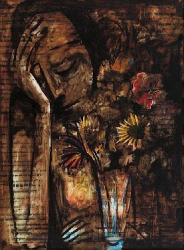 Untitled (Girl with Flowers) by Charles Blackman