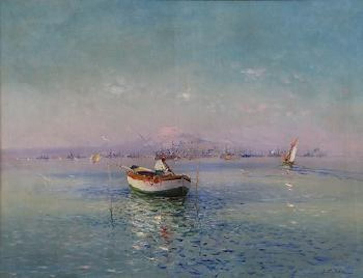 Mediterranean Harbor Scene by Georgij Aleksandrovic Lapschin