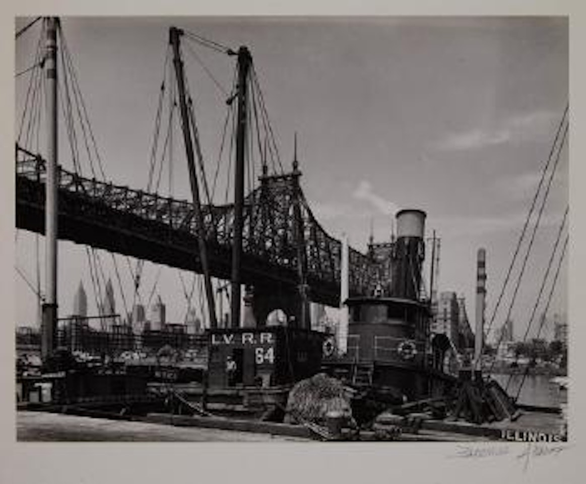 Queensboro bridge, South West from 41st Road Pier, Long Island City, Queens by Berenice Abbott