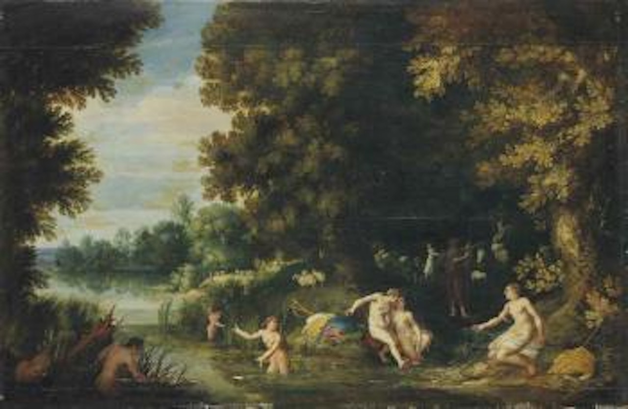 Diane et Callisto, Actéon dans le lointain by Adriaen van Stalbemt