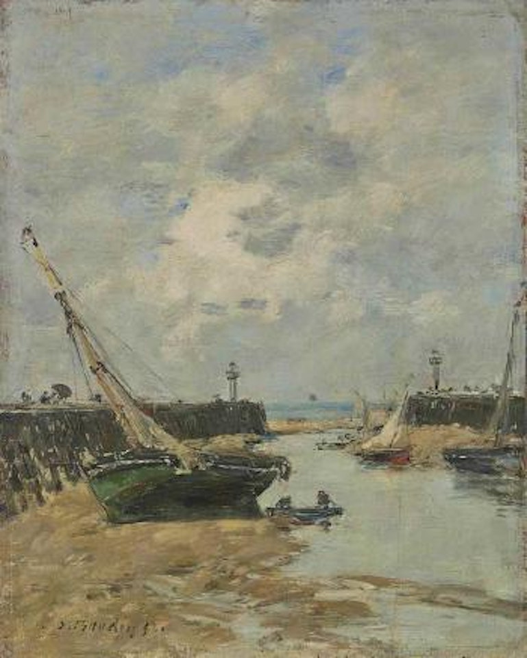 Les jetées de Trouville à marée basse by Eugène Boudin