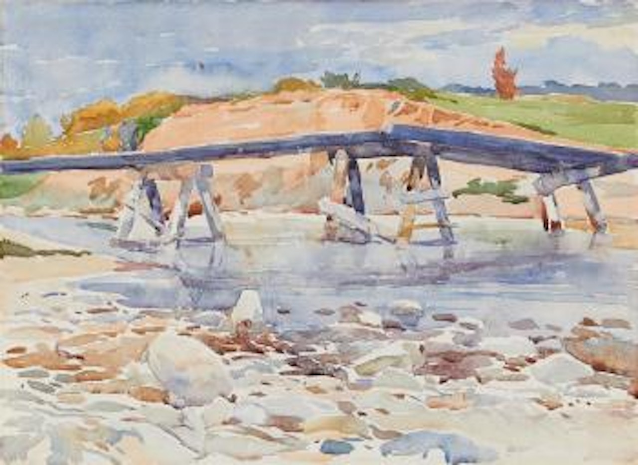 Riverscape with Bridge by Franz Marc