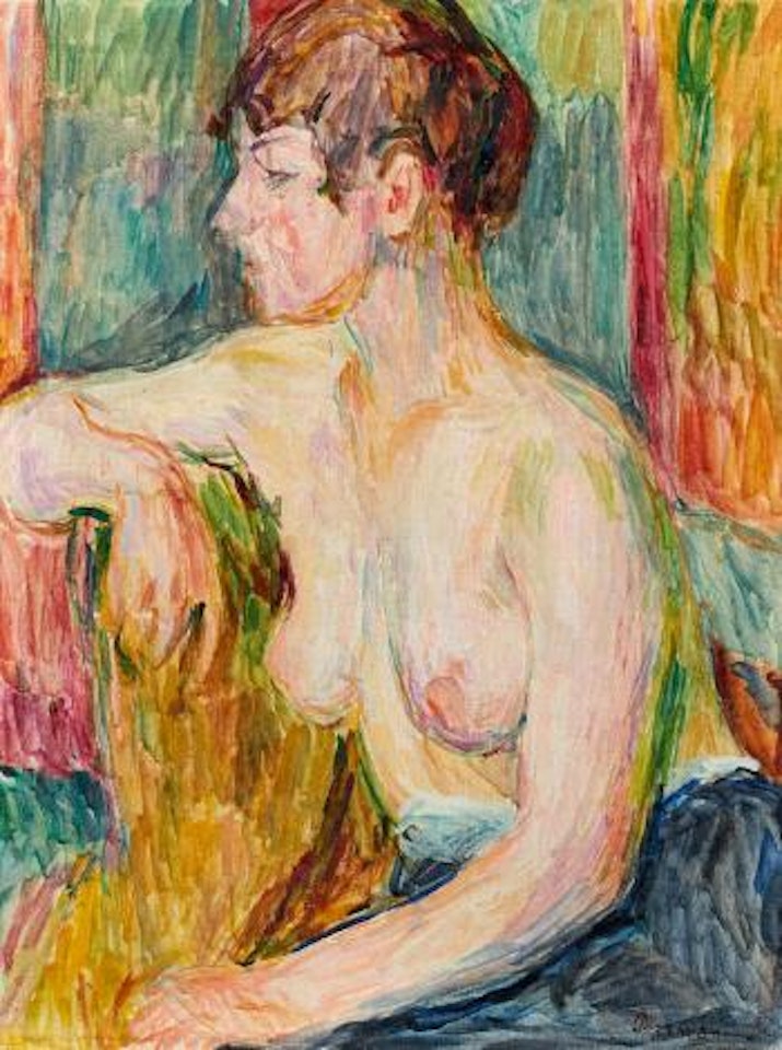 Female Semi-Nude, to the left by Hans Purrmann