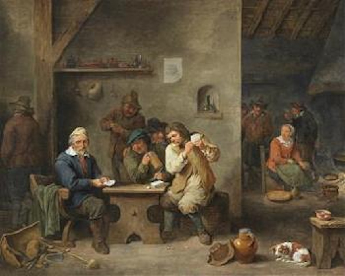 Peasants playing cards in a tavern by David Teniers II